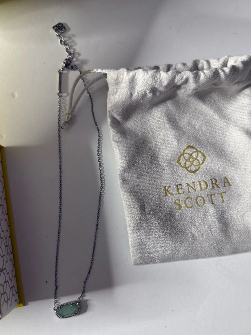 Kendra Scott Silver Necklace with Mint Green Pendant